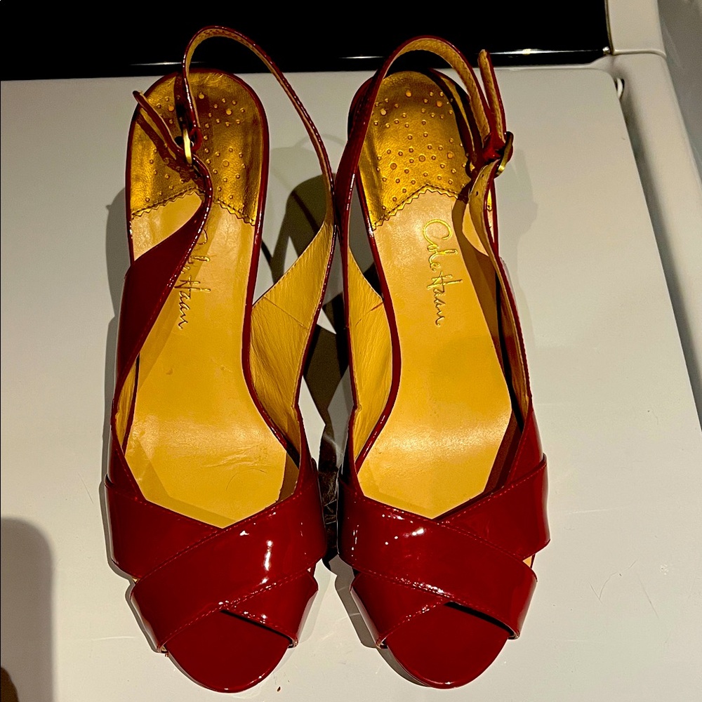 Cole Haan Nike Air Red Patent Slingback Heels